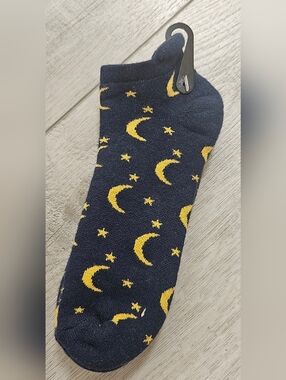 Navy Moon Stars Organic Cotton Tab Footie Socks Size Medium Soft Comfort USA